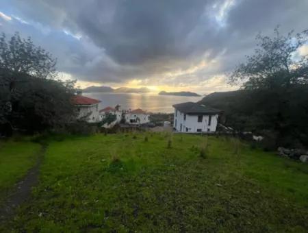 800M2 Grundstück Zum Verkauf Im Dorf Marmaris Söğüt Mit Meerblick 2 Villen Zoniert Oder Für Den Hotelbau Geeignet